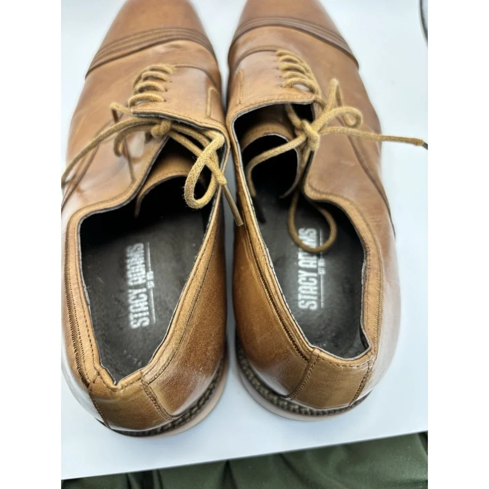 Men's‎ Stacy Adams Bingham Cap Toe Oxfords Shoes SIZE 10.5 M Tan Dress Formal